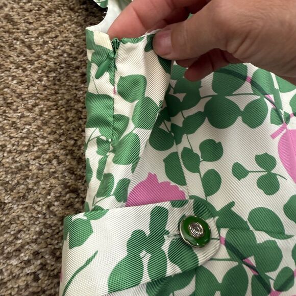 Anthropology Moulinette Soeurs Women's Silk Green Pink Floral Print Dress Sze 4 - Picture 6 of 11